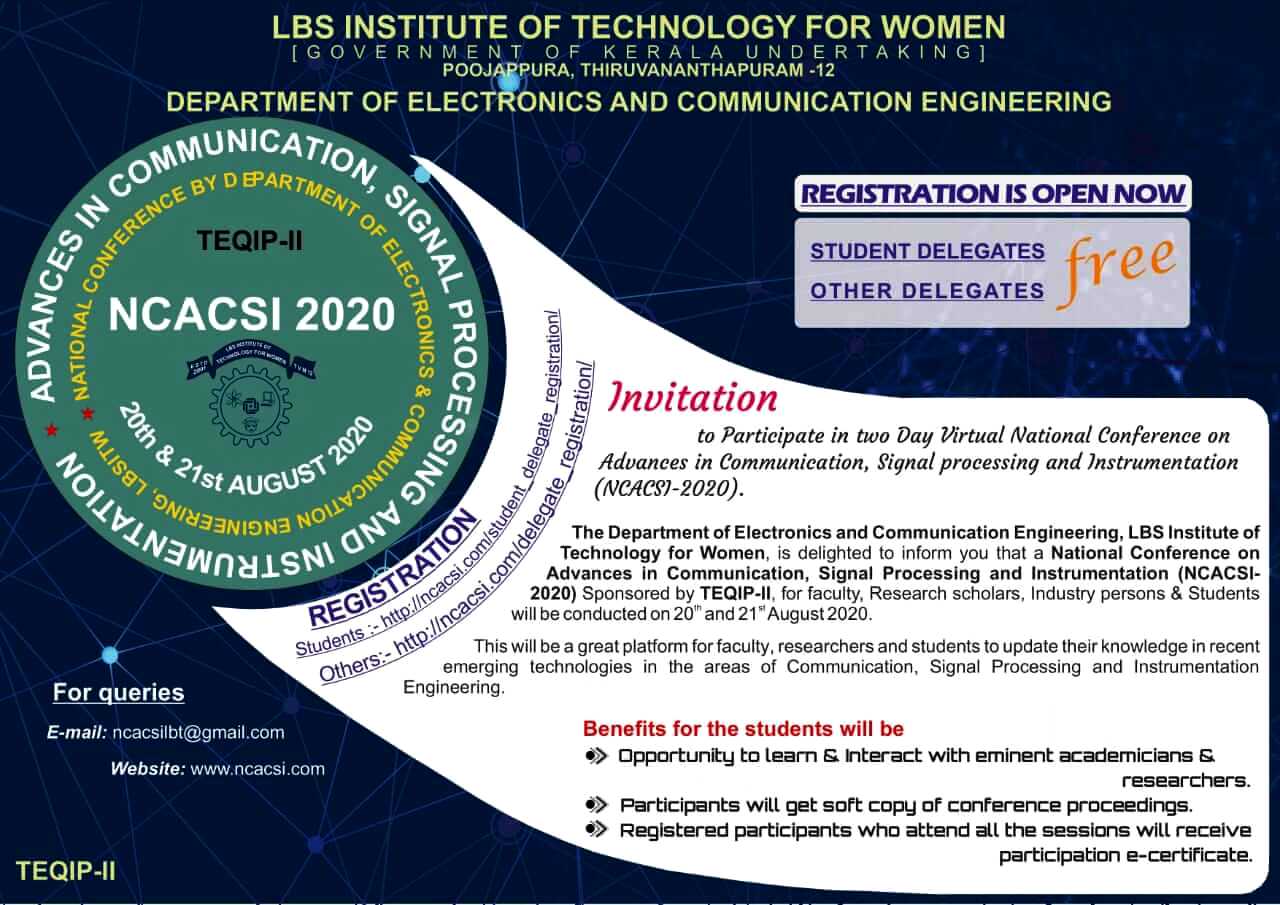 You are currently viewing NCACSI-2020: The National Conference by Dept. of ECE, LBSITW